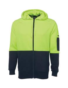 6HVH JB's Hi Vis Full Zip Fleecy Hoodie