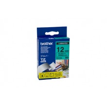 Brother Genuine 12mm Black Text on Green Tape - 8 metres