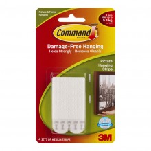 Adhesives and Mounting: 3M Command Strips Picture Hanging 17201 Medium White Pk/4 Pairs
