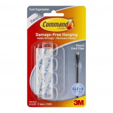Adhesives and Mounting: Command Clips Round Cord 17017CLR Clear Pk/4