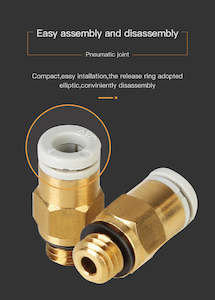 Tubes: Creality 3D Small Male Straight Pneumatic Tube Push Fitting Connector