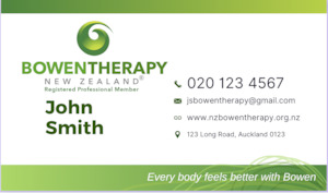 Bowen Therapy NZ Business Card