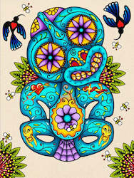 Lester Hall: Moko Tiki Print by Lester Hall