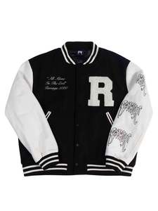 Revenge: Revenge Embroidered Logo Varsity Jacket Black [SS21]