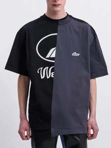 We11done Oversized Remake Reflective Half Logo Tee Black