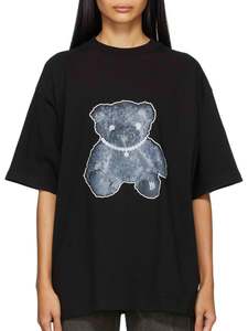 We11done: We11done Oversized Pearl Necklace Teddy Tee Black