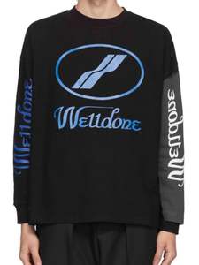 We11done: We11done Remake Logo Long Sleeve Black Tee
