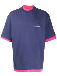 We11done: We11done Leopard Photo Print Navy/Pink Tee