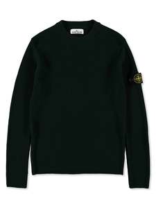 Sweaters: Stone Island Ribbed Crewneck Cotton Sweater Black