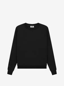 Prior Black Collection Embroidery Logo Oversized Cropped Crewneck Sweatshirt Onyx