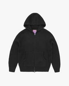 Corteiz: Corteiz Alcatraz Heavy Knit Zip-Up Hoodie Black
