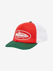 Xmas Gifts For Him: Corteiz Alcatraz Trucker Hat Red/Green