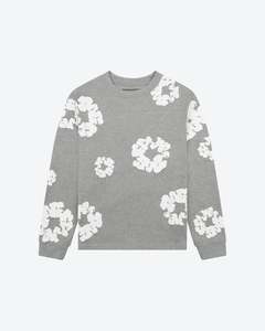 Denim Tears: Denim Tears Long Sleeve Cotton Wreath T-shirt Grey