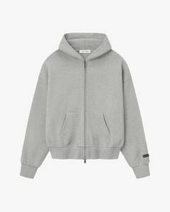 Fear Of God Essentials: Fear of God Essentials Classic Full Zip-Up Hoodie Concrete Heather