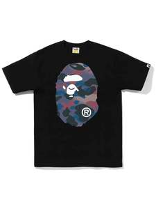 BAPE Grid Camo Big Ape Head Tee Black Purple (Japanese Sizing)