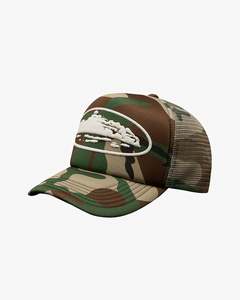 Restock: Corteiz Island Puff Print Trucker Hat Woodland Camo