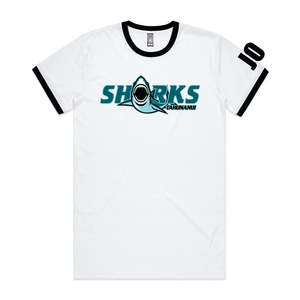 SHARKS VOLLEYBALL WHITE TEE - SHARK LOGO