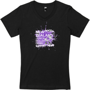 NZ JUNIOR ROLLER DERBY SUPPORTERS V-NECK TEE