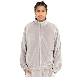 Jackets: VELOUR TRACK JACKET Silver