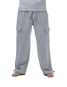 Pants: Pro Club Fleece Cargo Pants LIGHT GREY