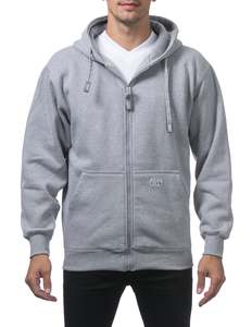 Hoodies: Heavyweight Full Zip Fleece Hoodie Grey