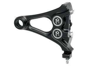 Brakes: Right Hand Rear Integrated 4 Piston Caliper & Mounting Bracket - Black Contrast Cut. Fits Softail 2008-2017 & New Phatail Kits with 25mm Axle. - Performance Machine