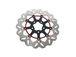 11.8in. Front Wave Floating Disc Rotor - Black with Red Buttons. Fits Dyna 2006-&hellip;