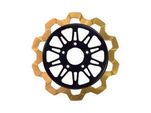 11.5in. Rear Omega Bow-Tie Disc Rotor - Gold Band & Black Carrier. Fits Big Twin&hellip;