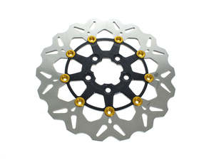 11.5in. Rear Floating Wave Disc Rotor - Black with Gold Buttons. Fits Big Twin 2&hellip;