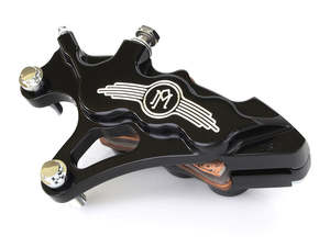 Left Hand Front 6 Piston Caliper - Black Contrast Cut. Fits Softail 2000-2017, D&hellip;