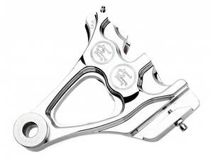 Right Hand Rear Integrated 4 Piston Caliper & Mounting Bracket - Chrome. Fits So&hellip;