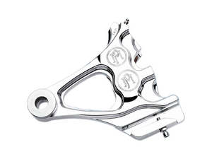 Rear Brake Upgrades Chrome: Right Hand Rear Integrated 4 Piston Caliper & Mounting Bracket - Chrome. Fits Softail 2000-2007. - Performance Machine