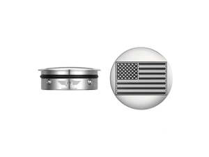 Swingarm Pivot Bolt Covers - Stainless with American Flag. Fits Touring 2011up -&hellip;