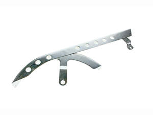 Rear Belt Chain Guards: Upper Belt Guard with Holes - Chrome. Fits Sportster 2004-2021. - Rollies Speed Shop