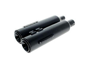 Exhaust Systems Mufflers: 4-1/2in. HP45 Slip-On Short Race Inspired Mufflers - Black with Black End Caps. Fits Touring 2017up - Rinehart Exhaust