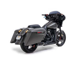 Exhaust Systems Mufflers: Bob Cat 2-into-1 Exhaust - Black with Carbon Fibre Sleeve Muffler. Fits Touring 2017up. - D&D Exhaust