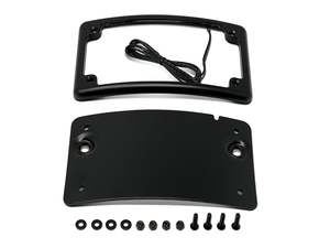 Lighting: Curved Low Profile Number Plate Frame with LED Illumination - Black. - Kodlin