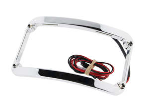 Lighting: Curved Number Plate Frame with LED Lights - Chrome. - Klock Werks