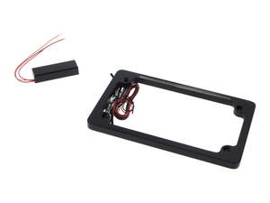 Lighting: Flat Number Plate Frame with LED Red Brake Light - Black. - Custom Dynamics