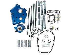 Cam Chest Cams Oil Pumps: Cam Chest Kit with Chrome Pushrod Kit, No Cam - Suits Chain Drive Camshaft. Fits Touring 2017up & Softail 2018up with Oil Cooled Engines. - S&S