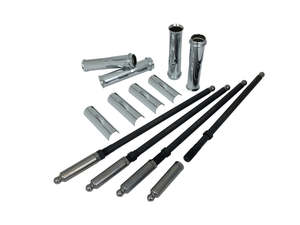 Pushrods Cvrs Lifters Blocks: Quick Install Adjustable Pushrod Kit - Chrome. Fits Twin Cam 1999-2017. - Feuling