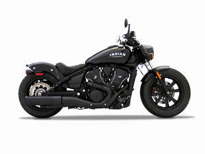 Exhaust Mufflers: 4.5in. DBX45 Slip-On Muffler - Black with Black End Cap. Fits Indian Scout 2025up - Rinehart Exhaust