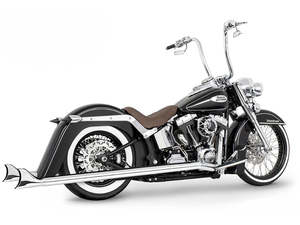 Mufflers Breakout: 42in. Replacement SharkTail Muffer Set - Chrome. Only Fits Softail 1997-2017 Running Freedom SharkTail Exhaust Systems. - Freedom Performance Exhaust