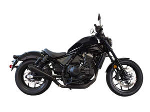 Mufflers Honda: Comp-S Slip-On Muffler - Black with Carbon Fiber End Cap. Fits Honda CMX / Rebel 1100cc 2021up. - Two Brothers Racing Exhaust