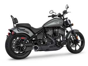 Indian Cruiser Chief 2 1: Combat 2-into-1 Exhaust - Black with Black End Cap. Fits Indian Cruiser 2022up - Freedom Performance Exhaust