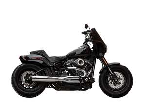 Softail 2 1: 2-into-1 SuperStreet Exhaust - Chrome with Black End Cap. Fits Softail 2018-2024 Non-240 Rear Tyre Models. - S&S