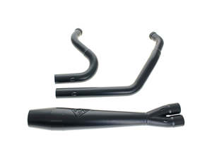 Mid Length 2-into-1 Exhaust with Welded End Cap - Black. Fits Softail 1986-2017.&hellip;