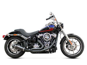 Softail 2 1: Bob Cat 2-into-1 Exhaust - Black with Carbon Fibre Sleeve Muffler. Fits Softail 2025up Non-240 Tyre Models - D&D Exhaust