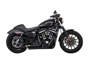 Shortshots Staggered Exhaust - Black. Fits Sportster 2014-2021 - Vance And Hines