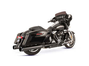 Exhaust System 2 2: El Dorado 2-into-2 Dual Exhaust - Black with Black Thruster End Caps. Fits Touring 2017up. - S&S